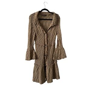 Vintage Y2K Boho Duster Cardigan Moss Green Garden Fairy Bell Sleeve S